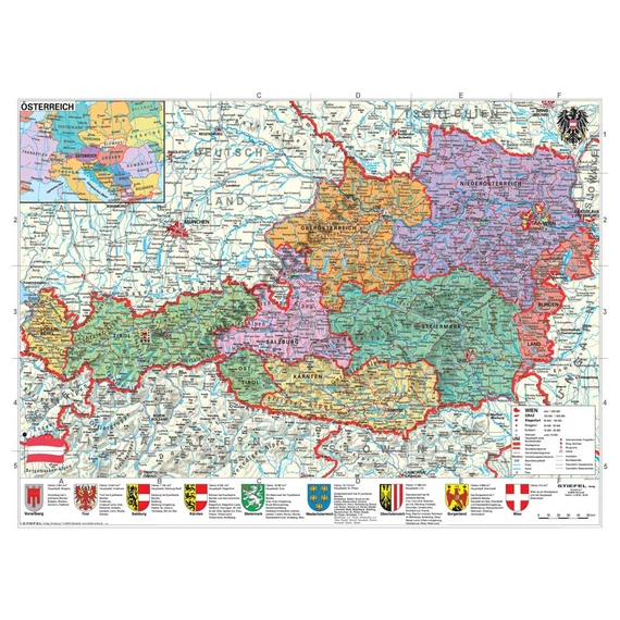 Harta politică a Austriei (în limba germană) 140x100 cm MONO