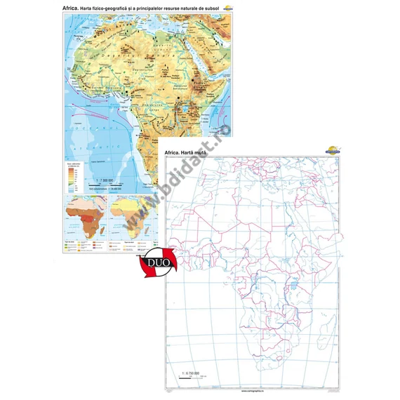 Africa. Harta fizico-geografică şi aprincipalelor resurse naturale de subsol – Duo - 160*120 cm