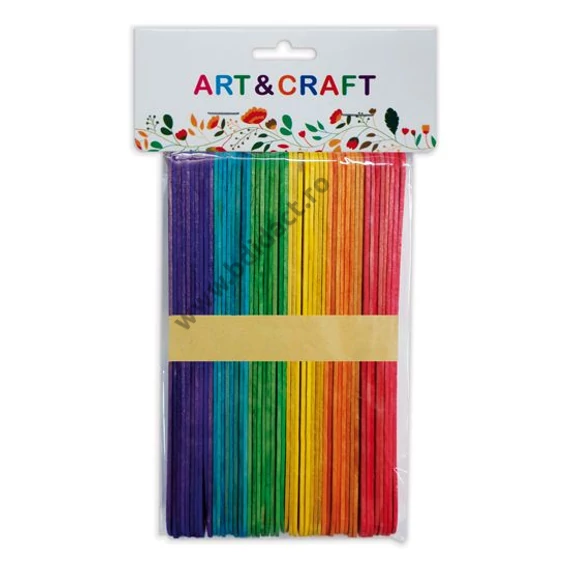 Spatulă din lemn, colorat, 50 buc./pachet