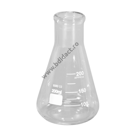 Pahar Erlenmeyer, gât îngust, 200 ml