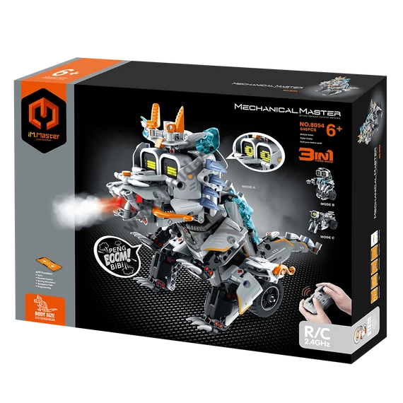 iM.Master - 3 în 1 RC Robot Dinosaur robot kit de construcție pentru copii cu telecomandă și aplicație de codare 408 piese