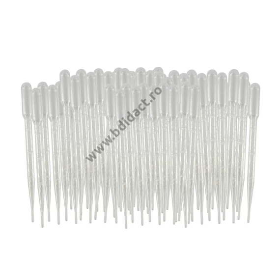 Pipetă din plastic 3 ml - set de 100 bucăți.