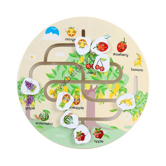 Jucărie labirint din lemn - circular - fructe