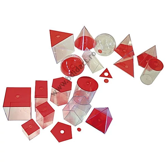 Set de corpuri geometrice 17 piese, 10 cm